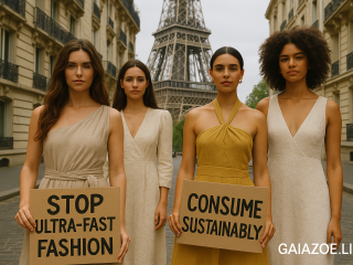 La Francia dichiara guerra all’ultra-fast fashion con una legge contro la promozione del consumo compulsivo 3 Gruppo di donne eleganti con cartelli contro il fast fashion